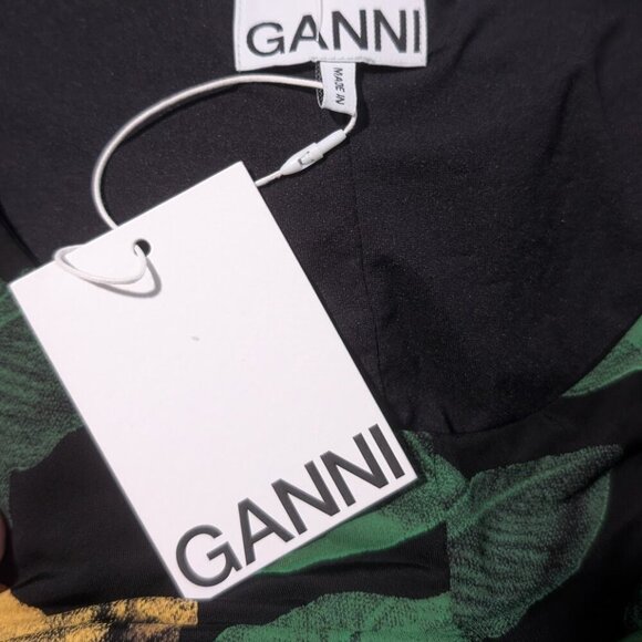 Ganni | Banana Print Ruched Jersey Mini Dress - Picture 5 of 14